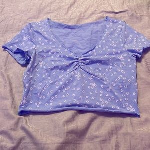 blue flower crop top size xs